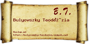 Bulyovszky Teodózia névjegykártya
